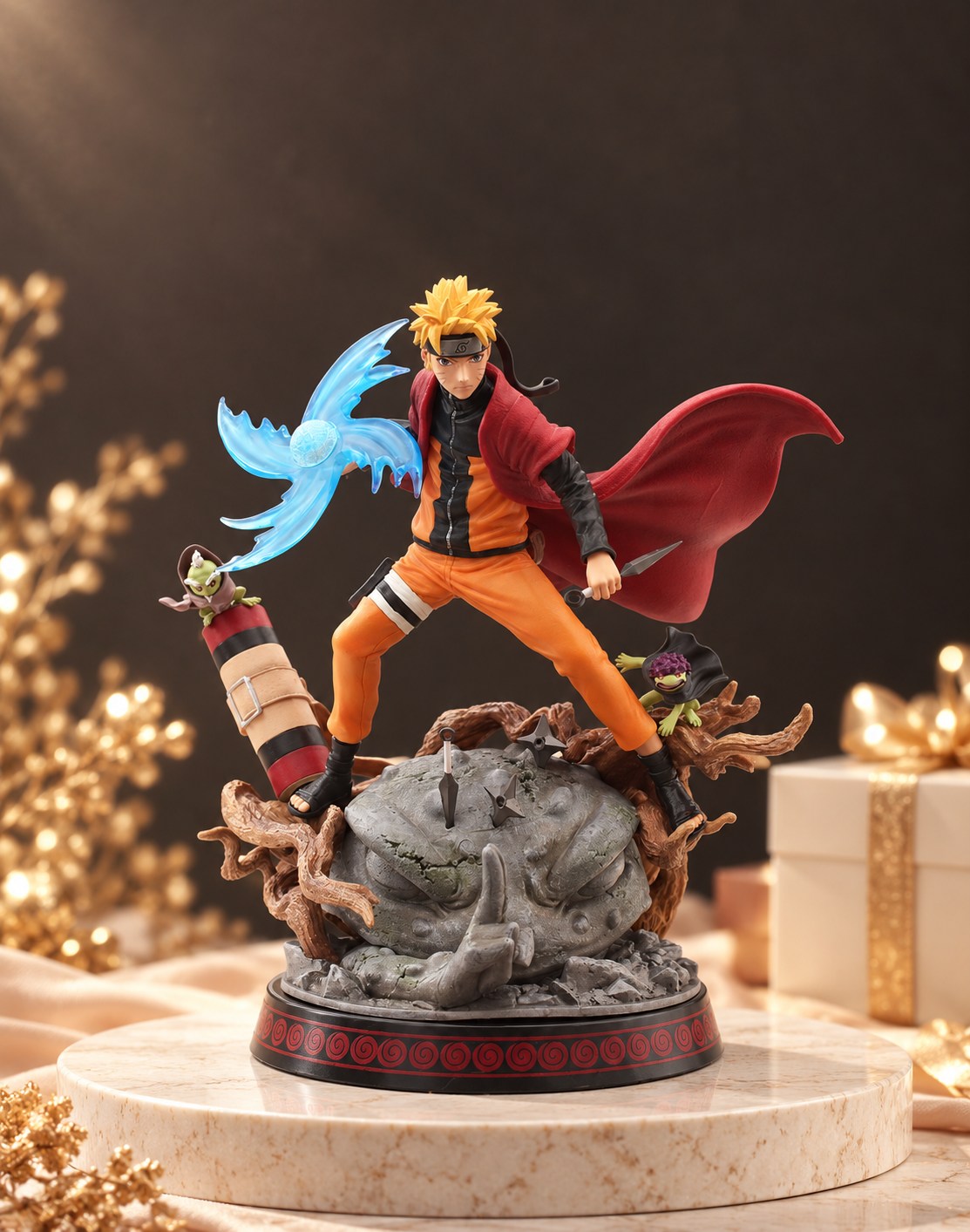 Naruto collectible figurine displayed on an ivory pedestal.