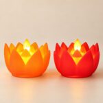 Coloured Lotus LED Candles - Pair