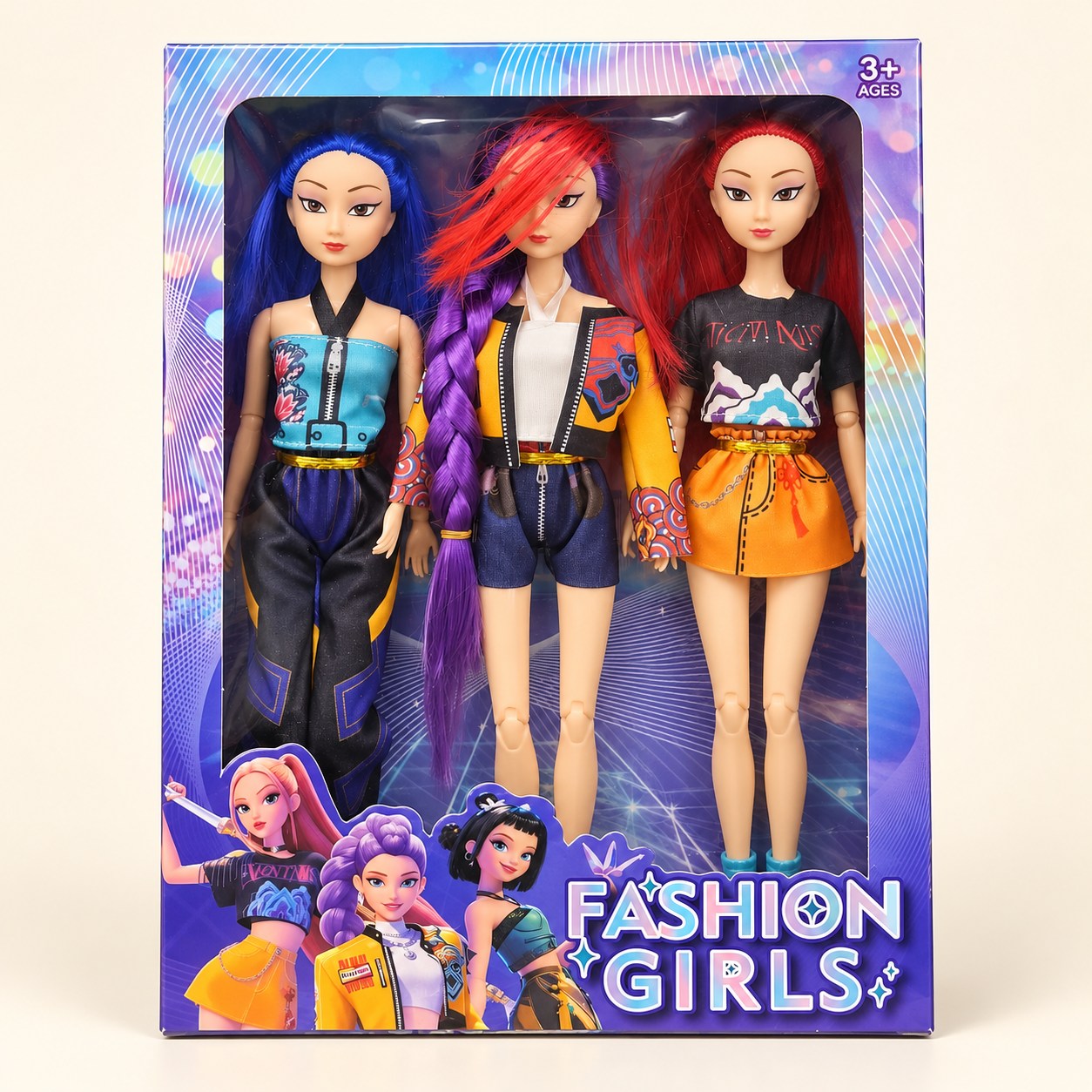 ts-toys-20261014-t037 Fashion Girls Doll Set - 3 Dolls - Image 1